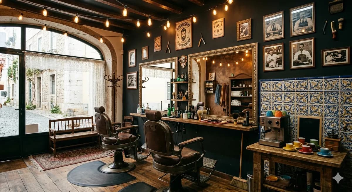 Interior da Jay Dixon Barbershop — ambiente acolhedor com cadeiras de barbeiro